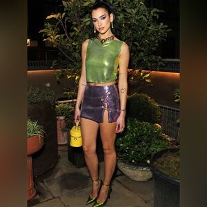 Dua Lipa Costume Sequin Top and Purple Skirt Set Size Small